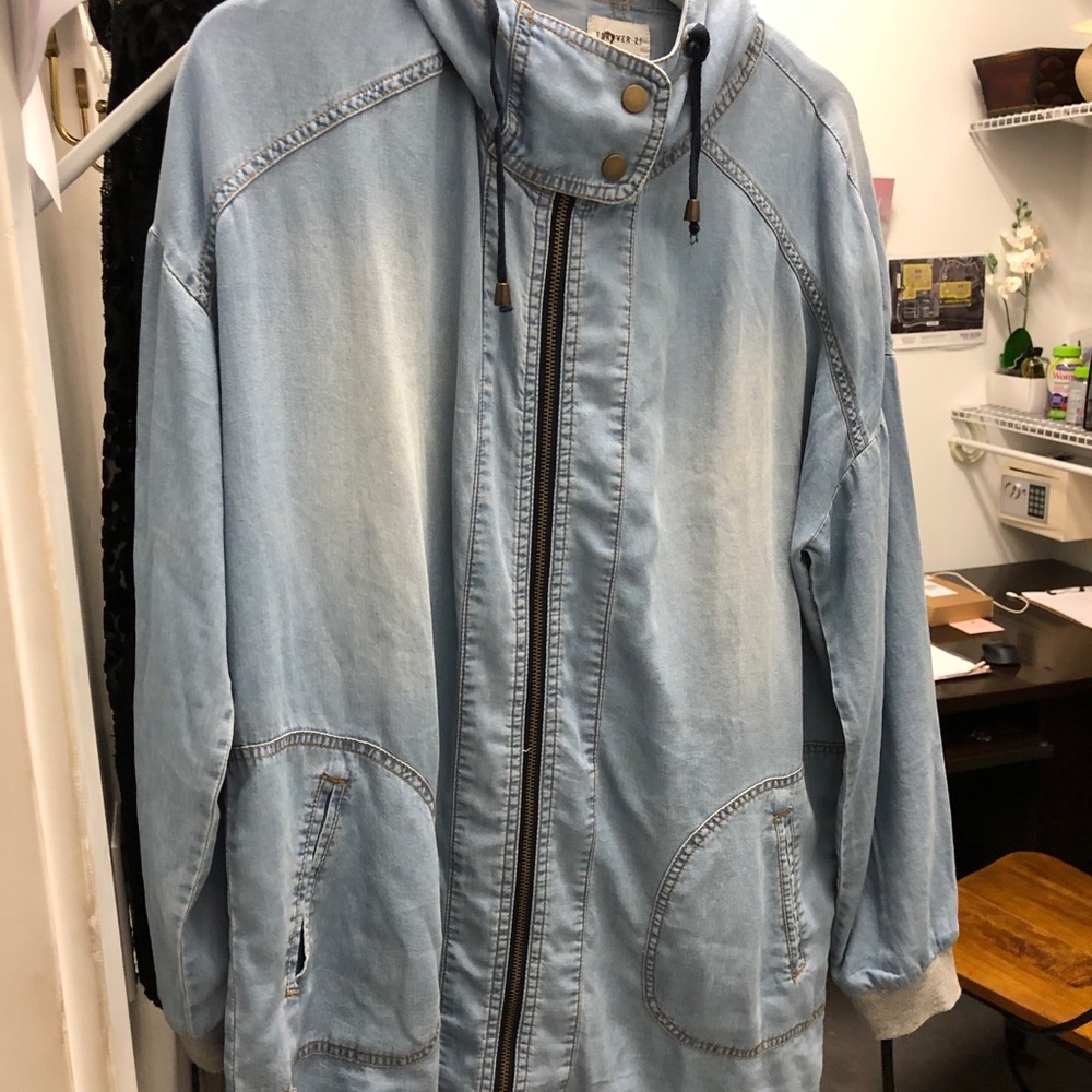 Long light denim jacket